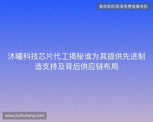 沐曦科技芯片代工揭秘谁为其提供先进制造支持及背后供应链布局